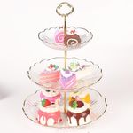 product_image_name-Generic-Transparent Luxury Serving Fruit Tray Display Rack Buffet Snack Nut Plate Tableware Appetizer Three Layer Afternoon Tea Heart Cake Display Plate Stand for Party Living Room Decoration- Multicolor-1