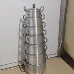 7 pieces serving and cooking  dishes with covers-Silver