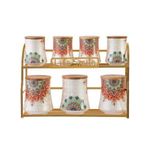 product_image_name-Life Smile-7 Piece Ceramic Sugar Bowl Coffee Tea Canister Storage Containers - Brown.-2