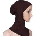 Women Mercerized Muslim Turban Hat Interior Hijab Cap-Coffee Brown