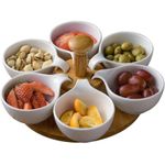 product_image_name-Generic-Snacks Candy Dry Fruits Serving Bowl Set, Tapas Bowls, Ramekins, Porcelain Divided Serving Tray Dish Set, Lazy Susan Nut Serving Platter Appetizer Condiment Tray Snack Dipping Bowl Set, Revolving Tapas Dish Set, Snack Dishes with Turntable-1