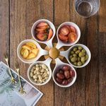 product_image_name-Generic-Snacks Candy Dry Fruits Serving Bowl Set, Tapas Bowls, Ramekins, Porcelain Divided Serving Tray Dish Set, Lazy Susan Nut Serving Platter Appetizer Condiment Tray Snack Dipping Bowl Set, Revolving Tapas Dish Set, Snack Dishes with Turntable-5