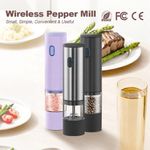 product_image_name-Generic-Electric Salt And Pepper Grinder Set, USB Rechargeable with Charging Base and LED Light, Adjustable Coarseness, One-Handed Automatic Seasoning Pepper Mills Spreader for Kitchen, Dining -3