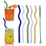 product_image_name-Generic-Stylish Wavy Reusable Glass Straw Set with Cleaning Brush (Set of 6) -1