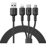product_image_name-Generic-3 In 1 Charging Cable 3A Charging Cable With Micro Usb, Type-C And Lighting Port Compatible For Android, IOS And Type C Devices 1.2Mtr Long -Black-1