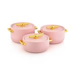 product_image_name-Generic-1.5/2.0/2.5L Forever Gold 3 Pieces Plastic Hot Pots Mat Insulated Casserole  Serving Dishes Food Warmers Container- Multicolor.-3