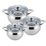 product_image_name-Generic-6 Pieces Set Of Heavy Duty Stainless Steel Cookware Serving Dishes With Thickened Bottom And Glass Lids-Silver-1