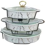 product_image_name-Generic-3 Pieces Ceramic Chafing Dishes Food Warmers With Marble Design-Multicolour-1