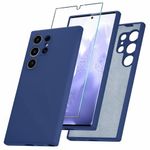 Samsung Galaxy S22 Ultra Silcone Case with Free Tempered glasss Protector, Flexible Soft Silicone Anti-Scratch Shockproof Phone Cover S22ultra