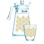 product_image_name-Luminarc-7 Pieces Of Neo+Kone Golden Flower Maze Drink Set 6 Juice Glass Tumblers And 1 Jug Water Set- Clear-3