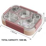 product_image_name-Generic-Durable Leakproof Stainless Steel Bento Lunch Box with 4 Compartments Sauce Tin With Soup Bowl Section Snack Container You Can Store Different Foods Separately For Children And Adult ,school, Office Travel Lunches -2