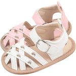 product_image_name-Generic-0-6 Months Pre-Walker Shoes Toddler Bathed With Cross Strap For Girls, Summer Shoes For Outdoor Walking, Beautiful Flowers, PU And High Quality TPR For Babies  Hollow Vamp Design Buckle Breathable Rubber Sole Non slip And Comfortable Shoes -6