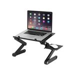 product_image_name-Generic-Foldable Adjustable Desk Laptop Table Stand With Mouse Pad, Cooling Fan- Black-3