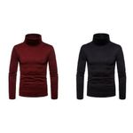 product_image_name-Generic-2Pack Men's Long Sleeve Turtle Neck T-shirts - Maroon, Black-1