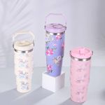product_image_name-Generic-Stainless Steel Thermos Flower Pattern Vacuum Water Bottle Lid - Multi-Color.-1