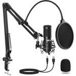 Microphone Kit, 192kHz/24Bit Streaming Podcast PC Condenser Computer Mic Set for Gaming, YouTube Video, Recording Music, Voice Over, Studio Mic with Adjustable Arm Stand 