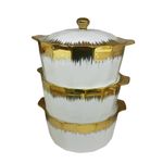 3 Pieces Set Of Ceramic Dishes - Black/Gold