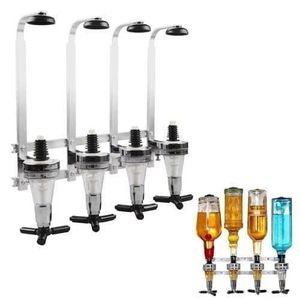 Wall-Mounted 4-Bottle Bar Beverage Dispenser Rack