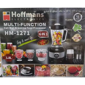 Hoffmans HM-1271. Multi-Function 6-in-1 Food Processor – 800W, 1.8L - Black.