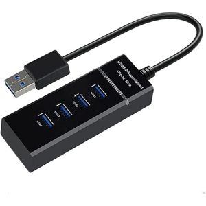 High-Speed 4-Port USB 3.0 Hub - SuperSpeed Data Transfer Splitter for Laptop & PC - Black
