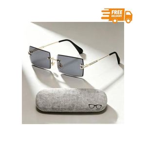 Anti Blue Rays and uv Sunglasses Business Style Rimless Modern Sunglasses Unisex with Case
