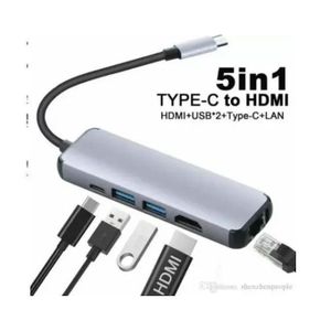 Type-C to HDTV 5-in-1 multi-port adapter Silver color
