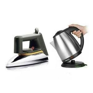 Flat Iron & 2L Electric Kettle Percolator - Silver, Black