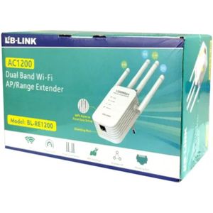 Network LB-Link lblink BL-RE1200 AC1200 Dual Band Wi-Fi Range Extender, a device designed to eliminate "dead zones" by expanding an existing Wi-Fi signal.
