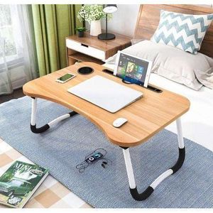Portable Laptop Lap Desk with Media Slot and Cup Holder