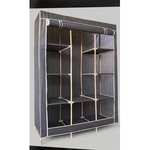 3column wooden frame closet-Grey