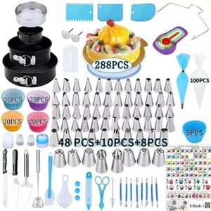  288Pcs Cake Decorating Supplies, Professional Cupcake Decorating Kit For Beginners, Rotating Cake Turntable, Cake Decorating Kits, Muffin Pans For Beginner-White