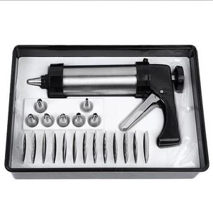 21pc Cookie Press & Icing Sugar Cake Decorating Set - Silver