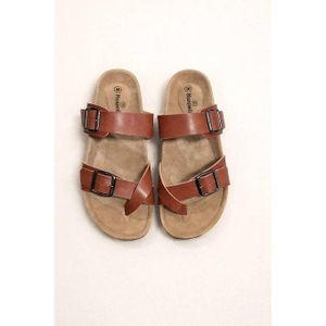 Elegant Laser-Cut Double Strap Slide Sandals – Black.