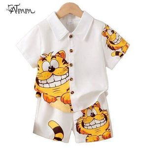Catpapa 1-6 Years Kid Boy 2PCS Cartoon Tiger Polo Shirt With Shorts