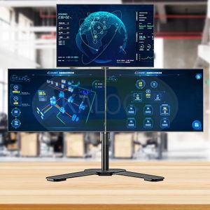 Triple Monitor Desk Stand Includes Mint Condition Tripple Monitor/ Screens, Height Adjustable Arms, Tilts 90°, Swivels 180°, Rotates 360°, VESA 75 Or 100mm- BlackScreen Monitor TV -KALOC DW230-T 17 to 27"