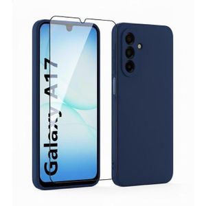 Samsung Galaxy A17 Silicone Case with Free Front Protector – Blue