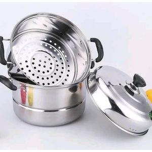 2-tier Non-Electric stainless steel food steamer. 