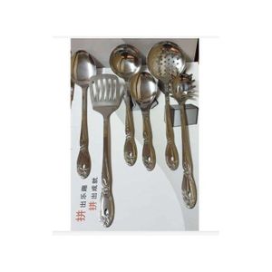  Set Of 6pc Heavy Metallic Design Spoons - Silver