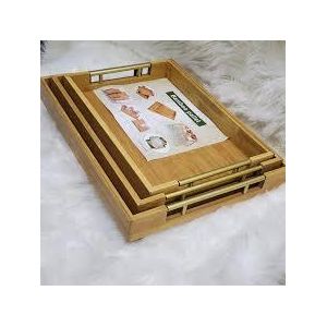 3-Piece Wooden Tray Set – Elegant & Versatile Serving Trays