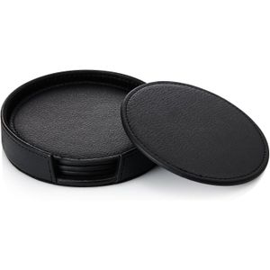 Coasters Set of 6 Suitable for Various Cups,Coffee Beer Tea Mug Wine Pub,Wooden Tables,Home Decoration - Black.