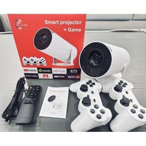 2 In 1 Professional Chip 4K Portable Game Projector With Game Controller Home Theater Smart Wireless Projector With Android TV 12.0,5G WiFi Bluetooth Projector 4k Supported,Mini Portable Outdoor Movie Projector Compatible IOS,Android 