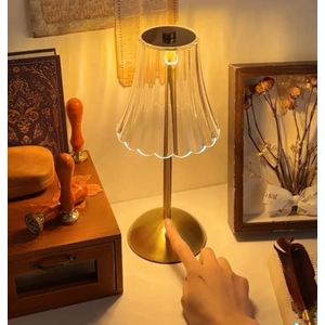 Wireless Table Lamp, Dimmable Bedside Lamp, USB Rechargeable Desk Lamp 3 Colors Crystal LED Lamp for Bedroom, Living Room, Restaurant