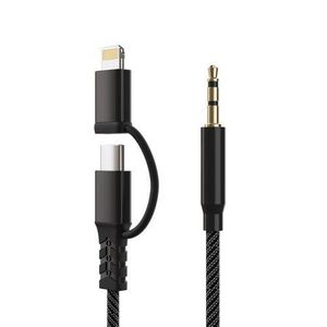 Original Pc Type C + lightning data audio aux cable 2 in 1 iPhone and type C to audio