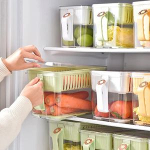 1 Food Storage Container With Draining Function And Handle And Lid With Handle-Multicolour
