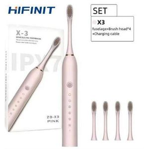 Electric Toothbrushes With 4 Brush Heads Gift-PINK