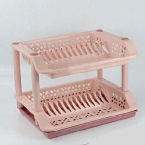 2 Tier kitchen Counter Top Plastic Dish Draining Drying Storage rack tray Organizer- Multicolor