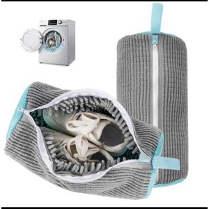 Reusable Premium Shoe Washing machine Bag - Corduroy Laundry Bag with Microfiber Bristles, Zipper closure for sneakers 