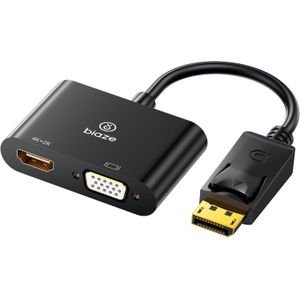 Dp to HDMI & VGA Adapter, DP in1 4K/1080P Video Converter DP Male to HDMI & VGA Female, Plug & Play for Laptops, Desktops, Projectors