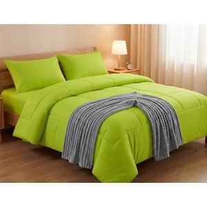 5-in-1 Luxury Duvet Set with Throw Blanket – 1 Duvet, 1 Bedsheet, 2 Pillowcases, Fits 5x6 & 6x6 Beds (Green)
