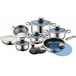 21 Pieces Of Heavy Stainless Steel Saucepans Cookware, Silver.